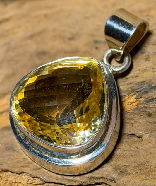 Citrin Edelstein Schmuck Ketten Anhänger facettiert A Qualität - 925er Silber #7412