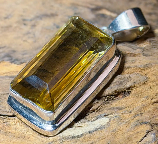 XL Citrin Edelstein Schmuck Ketten Anhänger facettiert A Qualität - 925er Silber #7411