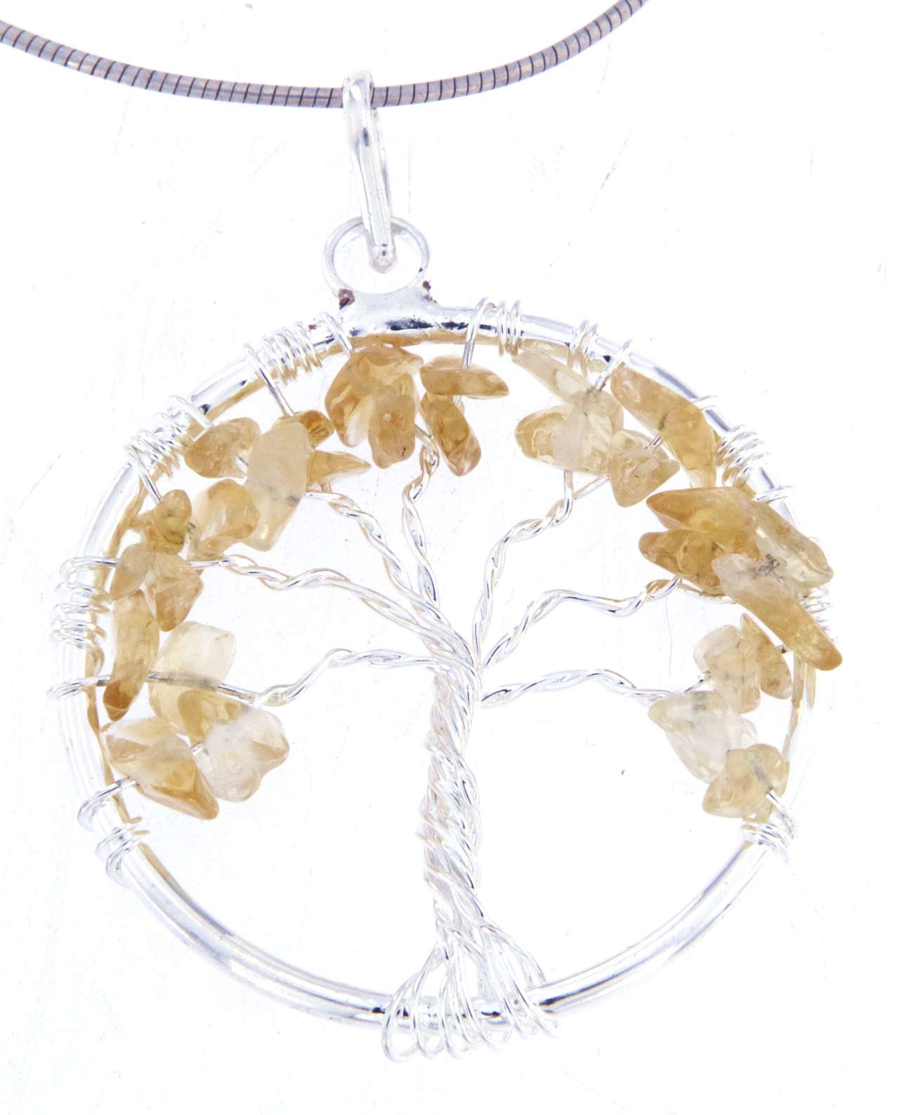 Lebensbaum Anhänger mit Citrin - Edelstein - Baum des Lebens - A Qualität - Schmuck mit 925er Silber versilbert #6735