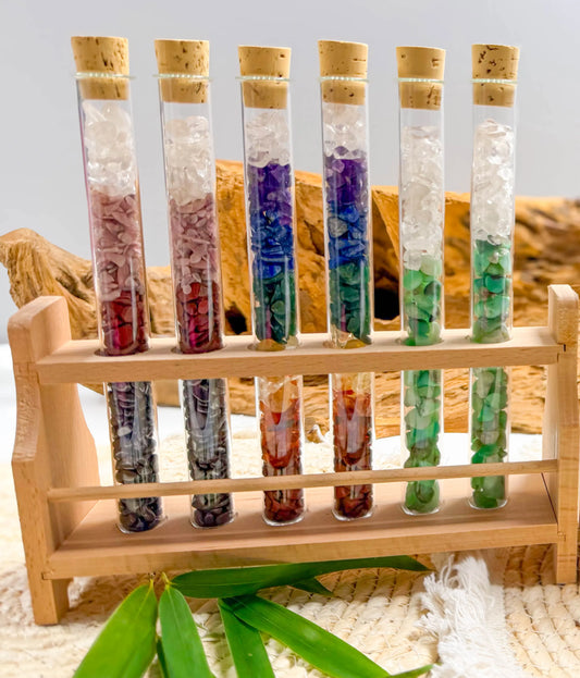edles Holzgestell für 6 Edelsteinwasser Stäbe - Wassersteine - seelensteinchen