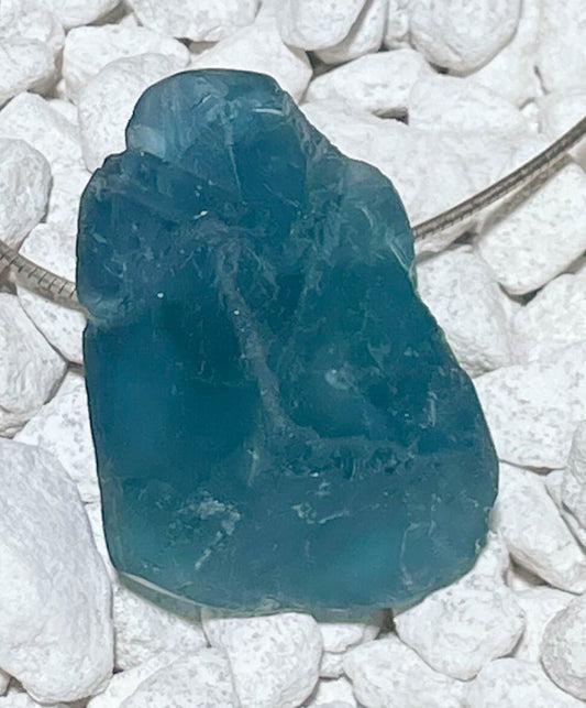 blauer Fluorit Rohstein Kristall Edelstein Schmuck Ketten Anhänger - A Qualität #6988
