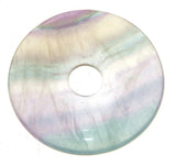 Donut de Fluorita - Colgante de Piedra Preciosa en Forma de Disco PI de 40mm - Calidad A #7362