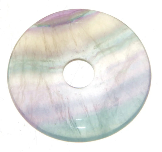 Fluorit Donut - PI Scheibe Edelstein Schmuck Ketten Anhänger 40mm - A Qualität #7362