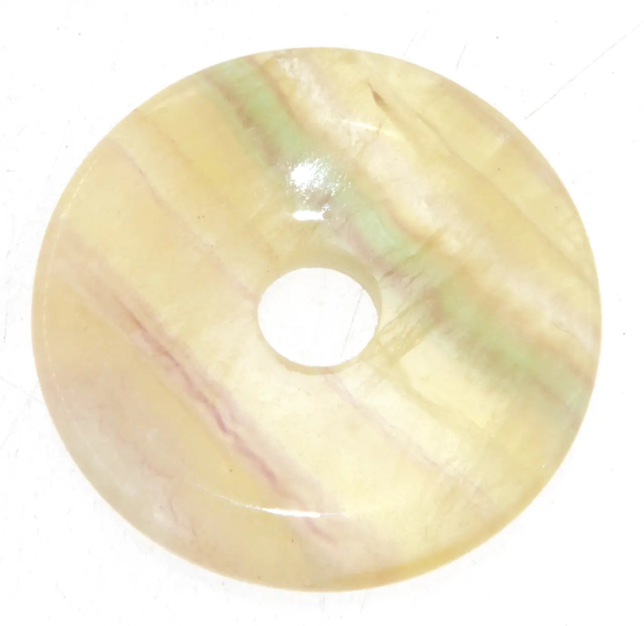 Fluorit Donut - PI Scheibe Edelstein Schmuck Ketten Anhänger 30mm - A Qualität #5463