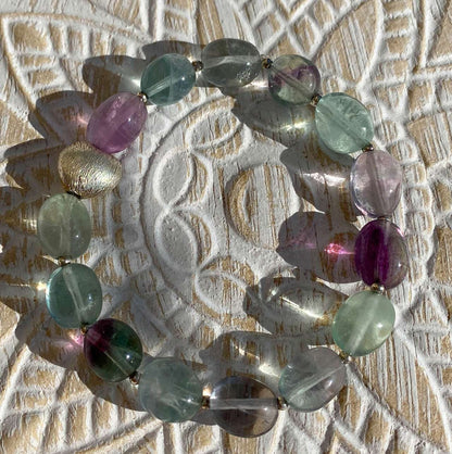Fluorit Edelstein Armband - Edelsteinarmband - 925er Silber Schmuck - #6607