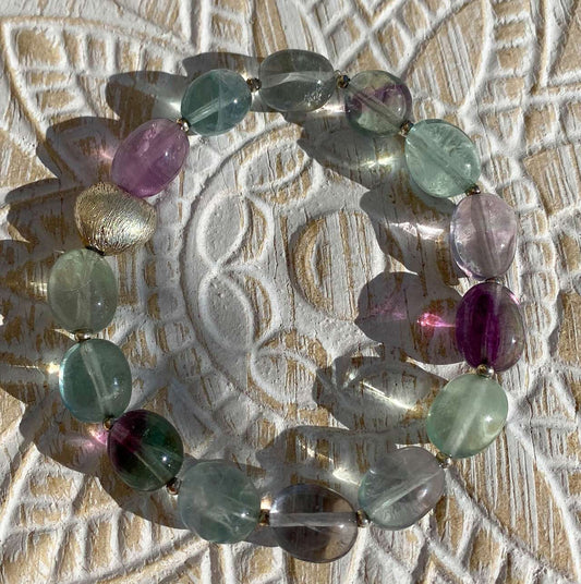 Fluorit Edelstein Armband - Edelsteinarmband - 925er Silber Schmuck - #6607