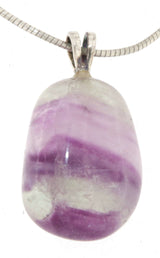 Fluorit - Trommelstein Edelstein Schmuck Ketten Anhänger - 925er Silberöse - A Qualität #6906