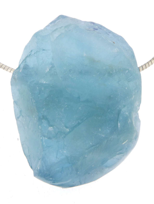 blauer Fluorit Rohstein Kristall Edelstein Schmuck Ketten Anhänger - Sonderqualität #6976