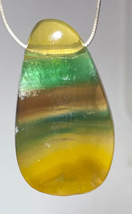Regenbogen Fluorit Trommelstein Edelstein Schmuck Ketten Anhänger #7212