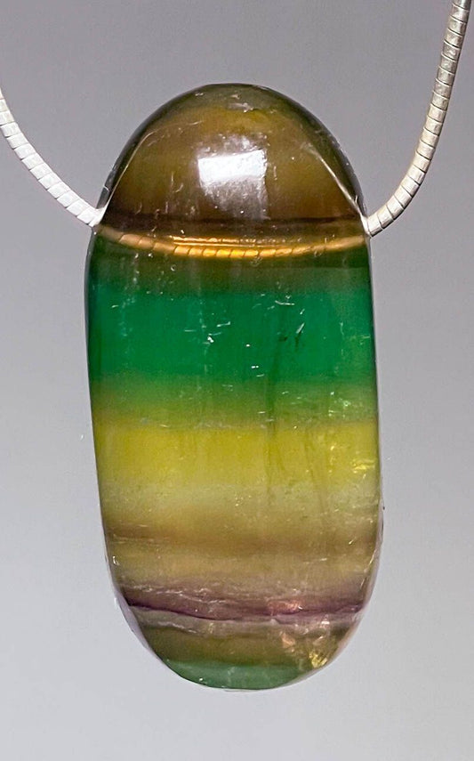 Regenbogen Fluorit Trommelstein Edelstein Schmuck Ketten Anhänger #7211