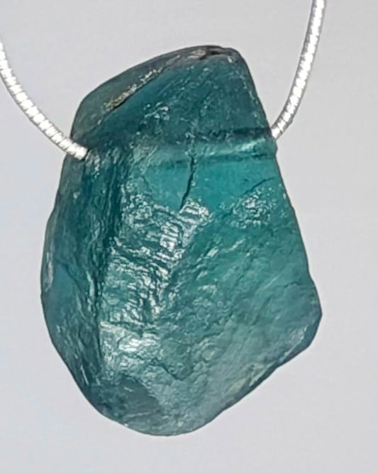 blauer Fluorit Rohstein Kristall Edelstein Schmuck Ketten Anhänger - A Qualität #6985