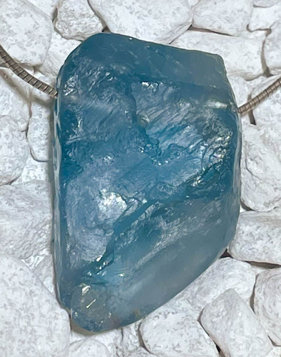 blauer Fluorit Rohstein Kristall Edelstein Schmuck Ketten Anhänger - A Qualität #6986