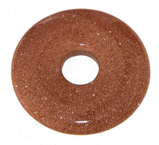 Goldfluss Donut PI - Scheibe Edelsteinn Schmuck Ketten Anhänger 30mm - A Qualität #7403
