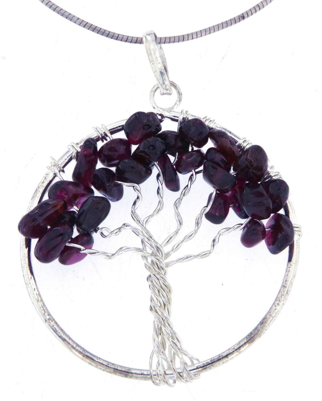 Lebensbaum Anhänger mit Granat - Edelstein - Baum des Lebens - A Qualität - Schmuck mit 925er Silber versilbert #6736