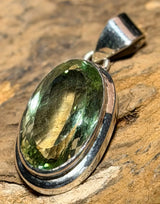 Green faceted amethyst jewelry chain pendant - gemstone - A quality - 925 silver #2352