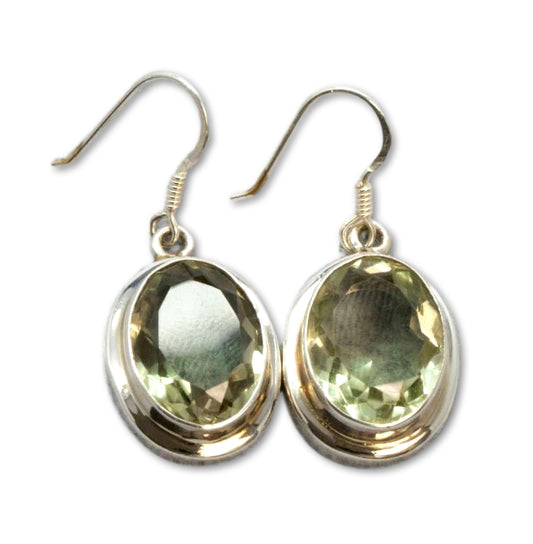 edle Ohrringe aus grüner Amethyst - Prasiolith - A Qualität - 925er Silber #5749