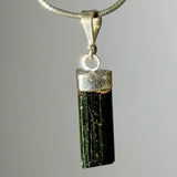 grüner Turmalin - Verdigolith Schmuck Trommelstein Ketten Anhänger - 925er Silber - Edelstein #7335 - seelensteinchen