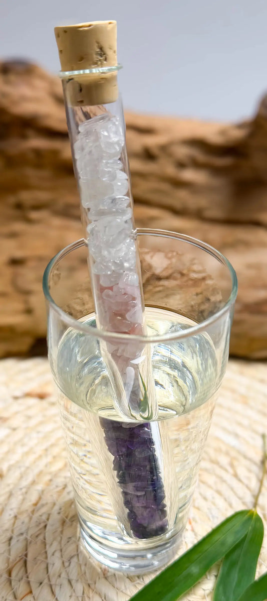 Edelsteinwasser Stab Grundmischung - Rosenquarz - Amethyst - Bergkristall - Wasser energetisieren #7431 - seelensteinchen