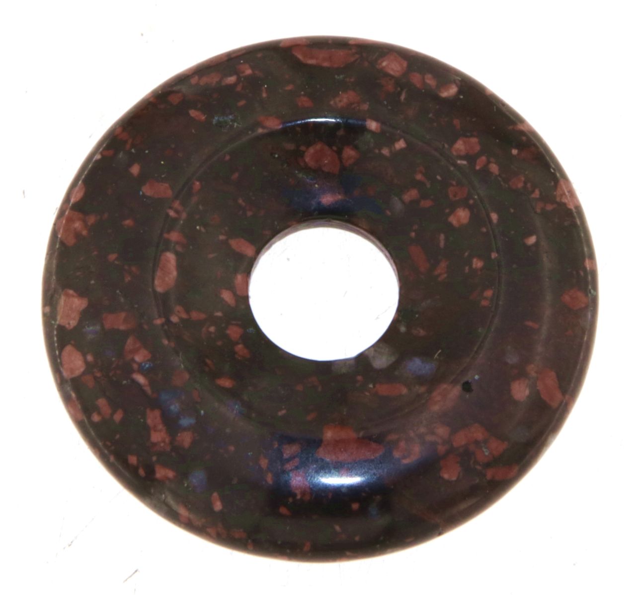 schwarzer Heliotrop Donut - PI Scheibe - Edelstein Schmuck Ketten Anhänger 30mm - A Qualität #7256