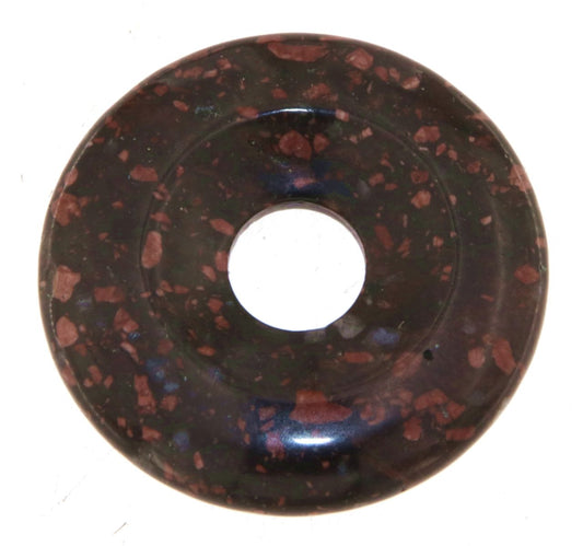 schwarzer Heliotrop Donut - PI Scheibe - Edelstein Schmuck Ketten Anhänger 30mm - A Qualität #7256