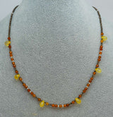 Hessonit - Citrin - Hämatin Edelstein Kette - Collier - Edelsteinkette - 925er Silber #6020