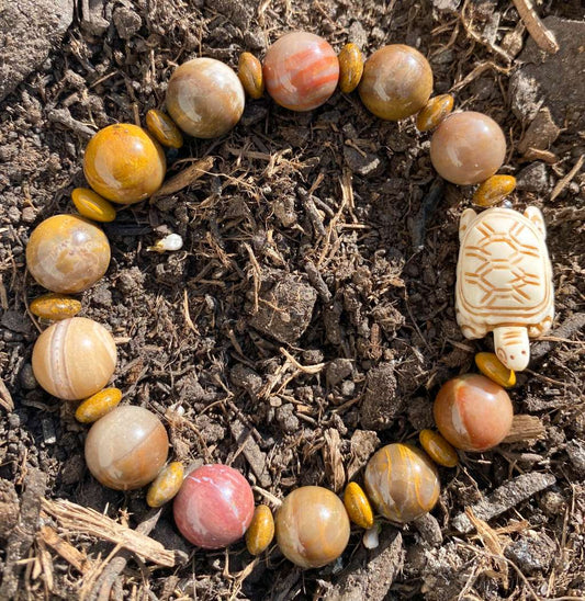 versteinertes Holz Edelstein Schmuck Armband - 925er Silber #6404