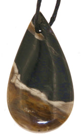 Madera petrificada, canto rodado, gema, joya, colgante de collar - Calidad A #3085