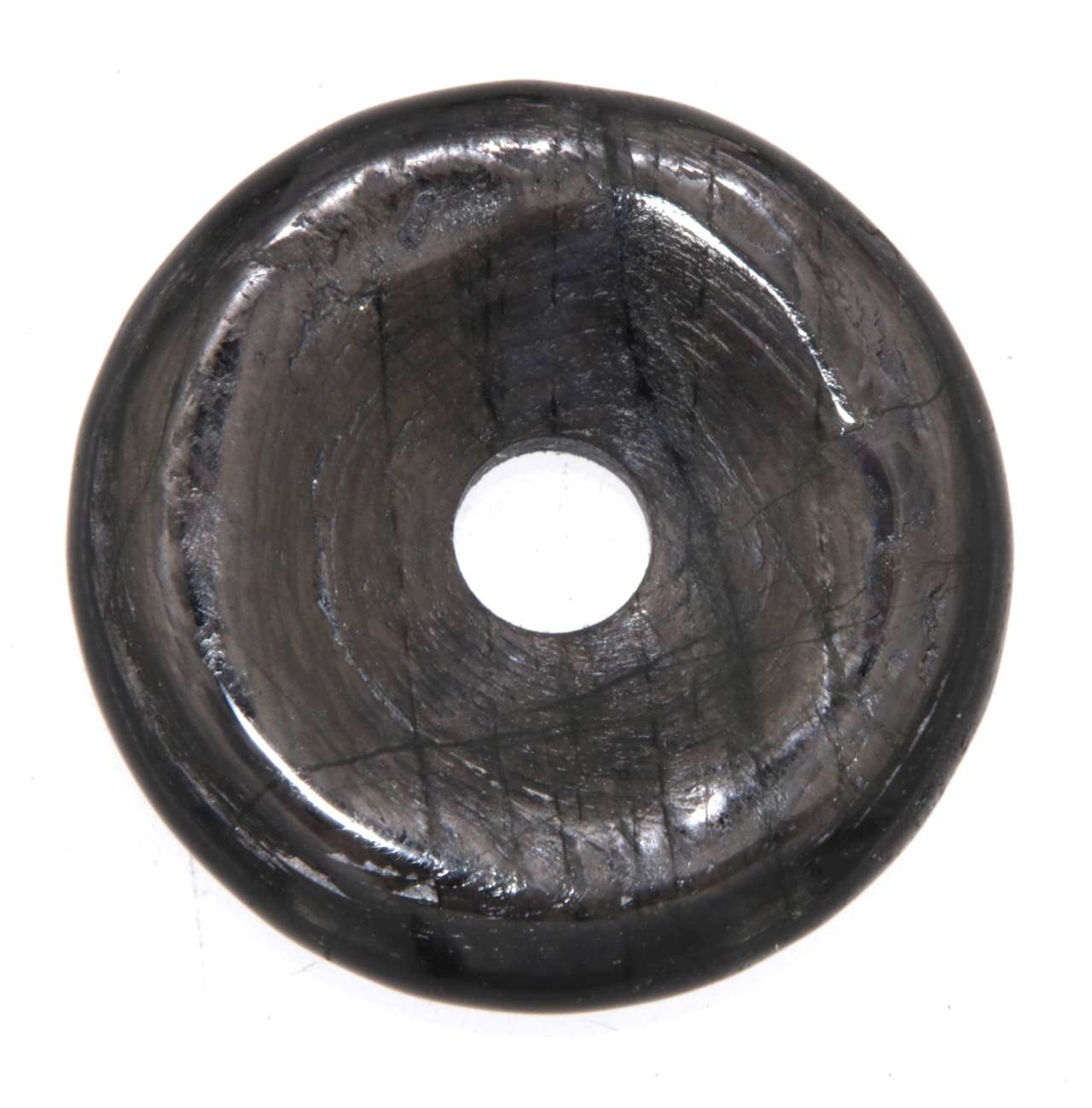 Hypersthen Donut - PI Scheibe - Edelstein Schmuck Ketten Anhänger 30mm - A Qualität #6374
