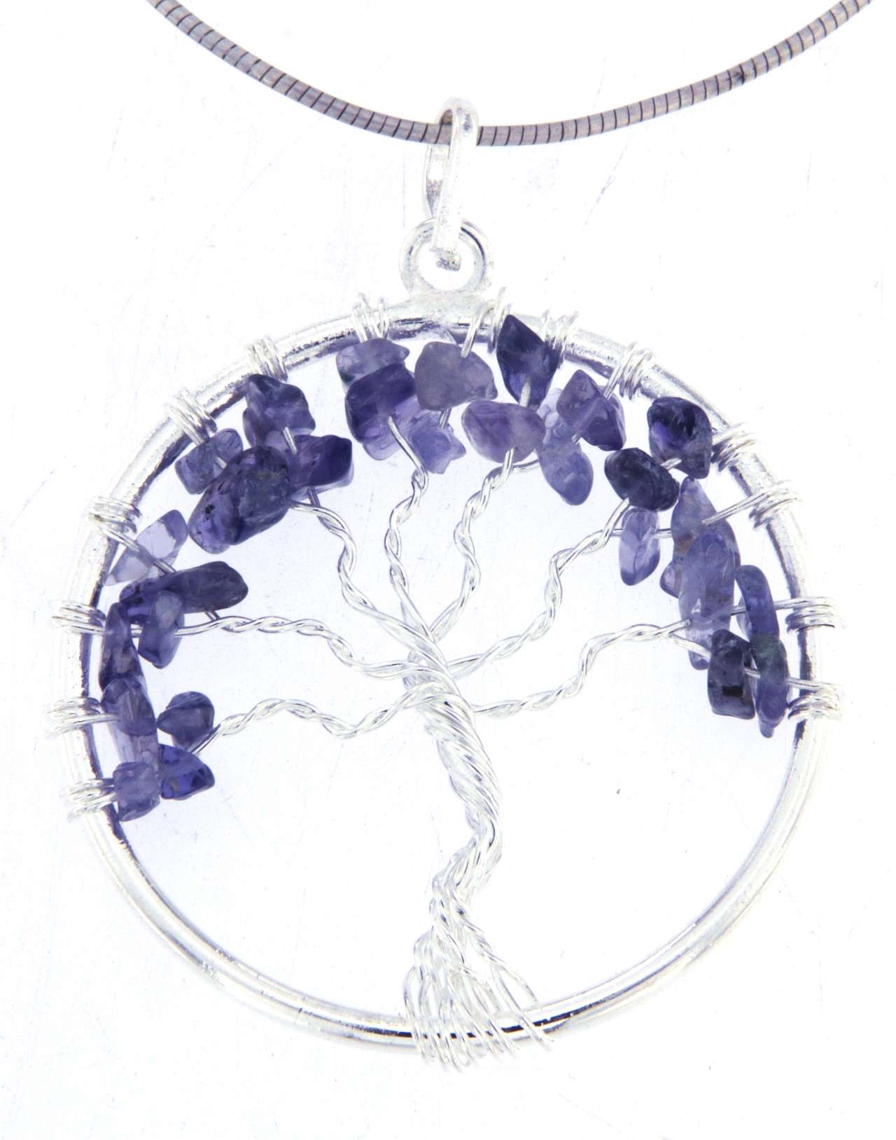 Lebensbaum Anhänger mit Iolith - Edelstein - Baum des Lebens - A Qualität - Schmuck mit 925er Silber versilbert #6737
