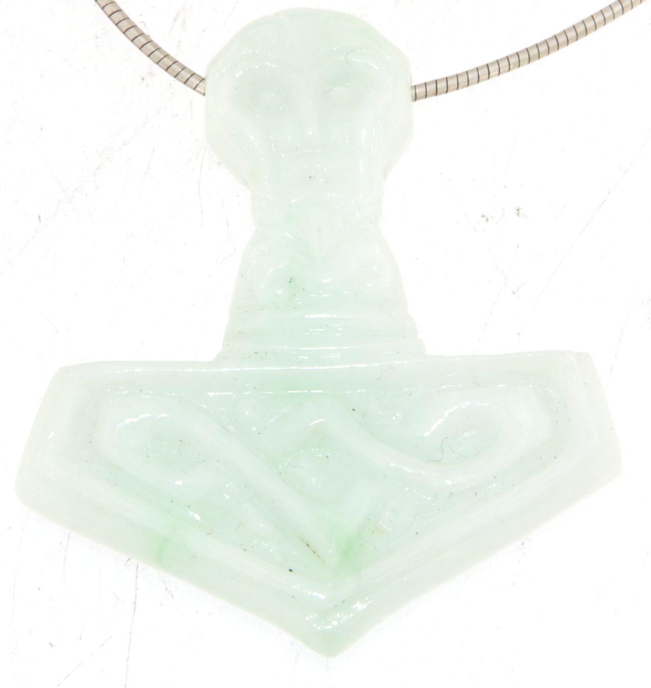 Thor´s Hammer Burma Jade - handgeschnitzt - Edelstein Schmuck Ketten Thor Anhänger - A Qualität #7300