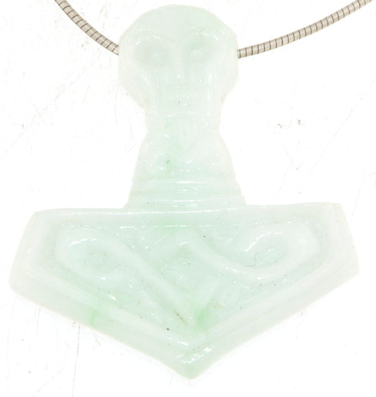 Thor´s Hammer Burma Jade - handgeschnitzt - Edelstein Schmuck Ketten Thor Anhänger - A Qualität #7300