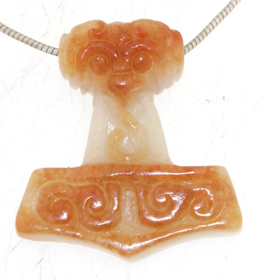 Thor´s Hammer Burma Jade - handgeschnitzt - Edelstein Schmuck Ketten Thor Anhänger - A Qualität #7302