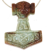 Thor´s Hammer Burma Jade - handgeschnitzt - Edelstein Schmuck Ketten Thor Anhänger - A Qualität #7298