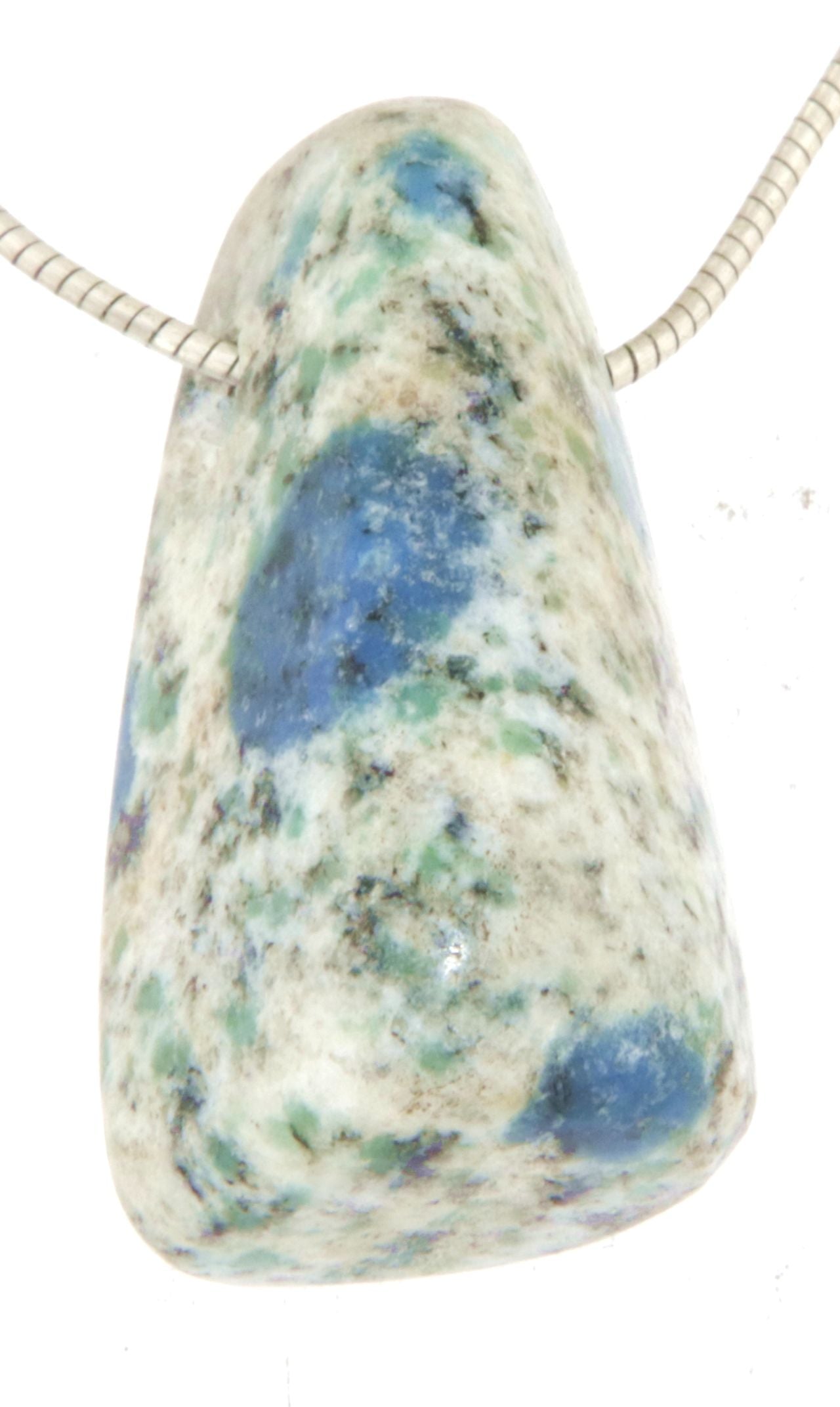 Azurit in Granit K2 Trommelstein Edelstein Schmuck Ketten Anhänger - A Qualität - #5323
