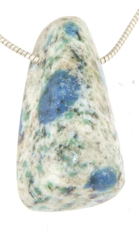 Azurit in Granit K2 Trommelstein Edelstein Schmuck Ketten Anhänger - A Qualität - #5323