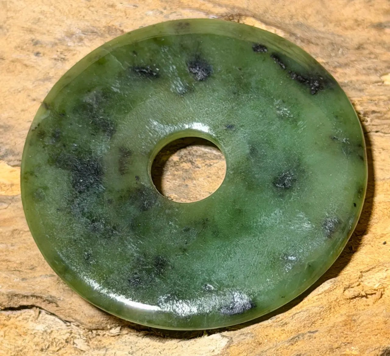 Kanada Serpentin Donut - PI Scheibe - Edelstein Schmuck Ketten Anhänger 40mm - A Qualität #6360 - seelensteinchen