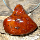 Carnelian natural tumbled stone gemstone jewelry chain pendant - A quality - #6307 - seelensteinchen