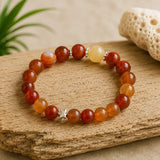 Orangencalcit - Calcit - Karneol - Edelstein Schmuck Armband - Edelsteinarmband - 925er Silber - #6396
