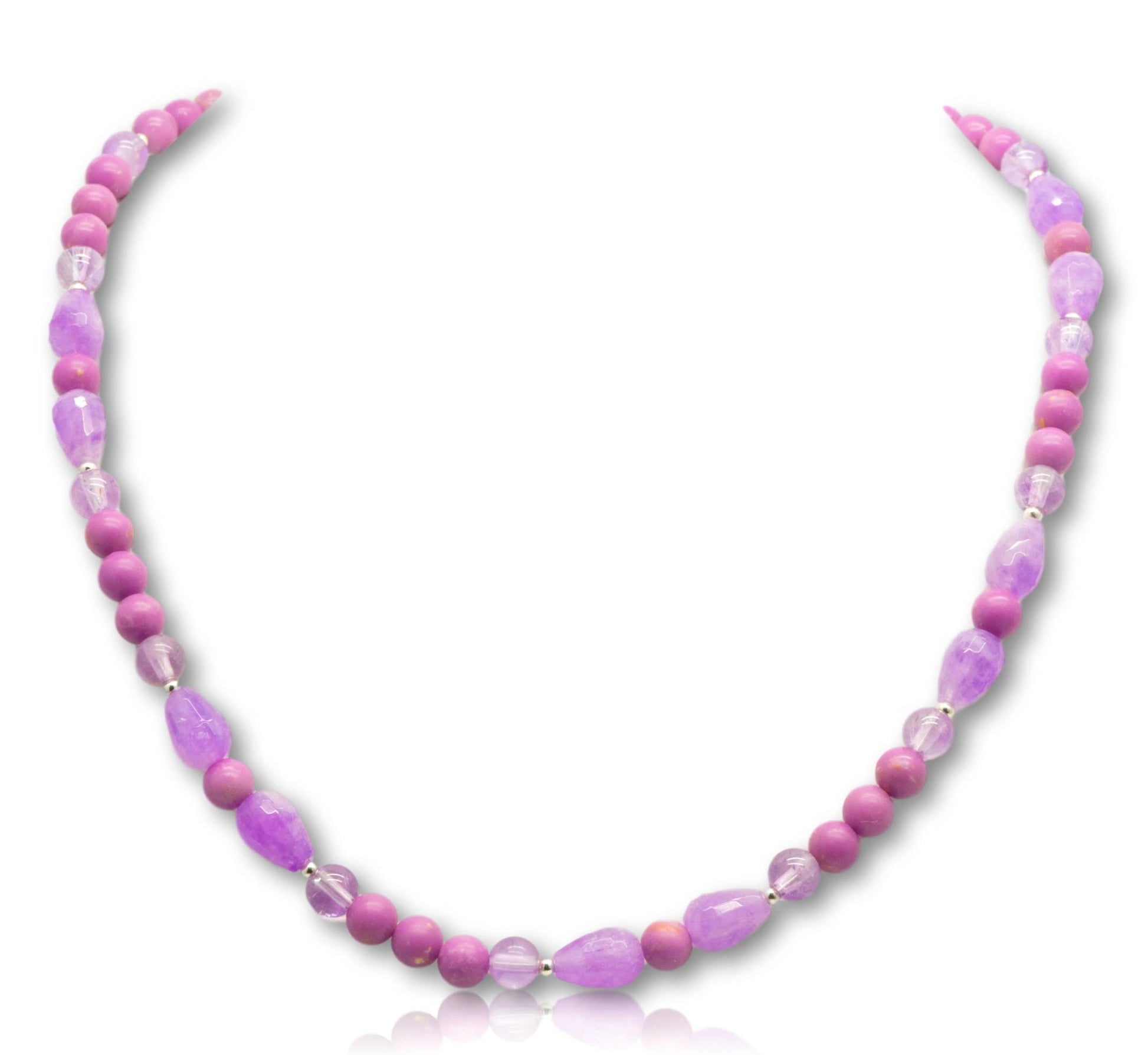 Amethyst - Phosphosiderit Edelstein Schmuck Kette - Collier - 925er Silber #5303
