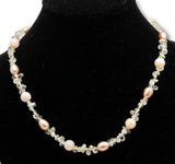 Rosenquarz - Süßwasserperle - Andenopal Edelstein Kette - Collier - 925er Silber #5304