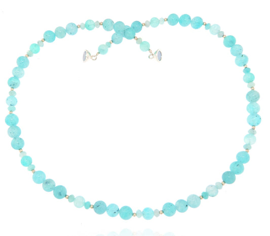 Amazonit Edelstein Schmuck Kette - Collier - 925er Silber #5150