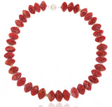 rote Korall Edelstein Schmuck Kette - 925er Silber #5124