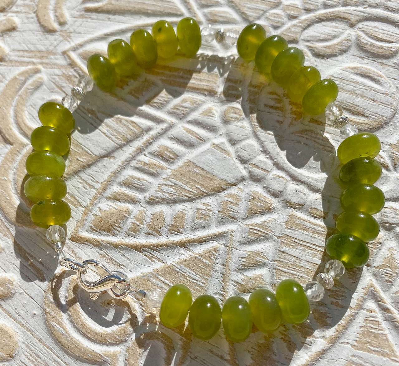 Korea Jade - Bergkristall Edelstein Schmuck Armband - 925er Silber Schmuck - #6058