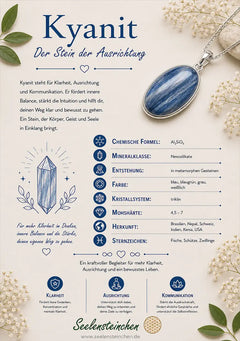 Edelsteinkarte Kyanit - Disthen DIN A7 – liebevoll gestaltete Informationskarte
