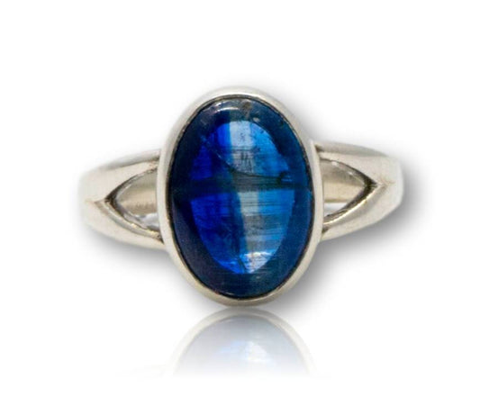 Kyanit Edelstein Ring aus 935er Silber - blau - Made in Germany - Größe 55 - #5310