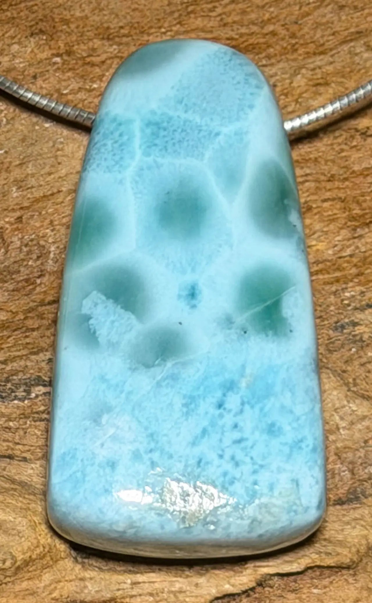 Larimar Trommelstein Anhänger Atlantisstein - Edelstein Schmuck - A Qualität #6748