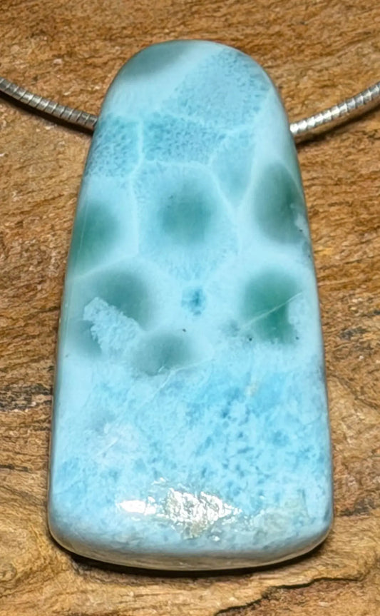 Larimar Trommelstein Anhänger Atlantisstein - Edelstein Schmuck - A Qualität #6748