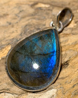Edelstein Schmuck Ketten Anhänger mit Labradorit - Mondstein A Qualität - 925er Silber #5792