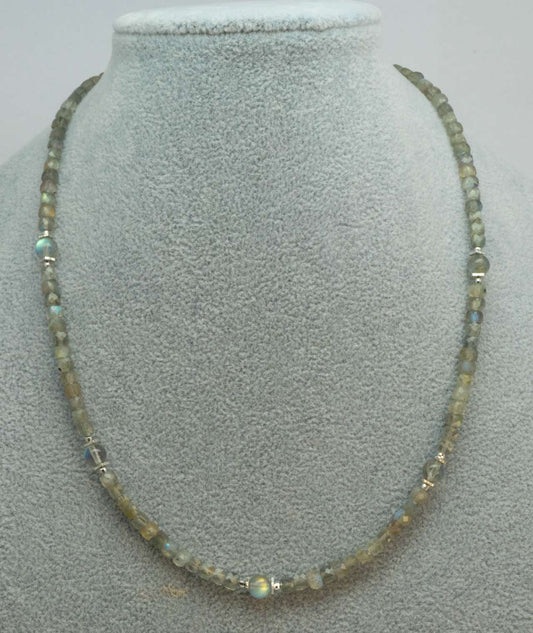 Labradorit Edelstein Schmuck Kette - Collier - Edelsteinkette - 925er Silber #6010