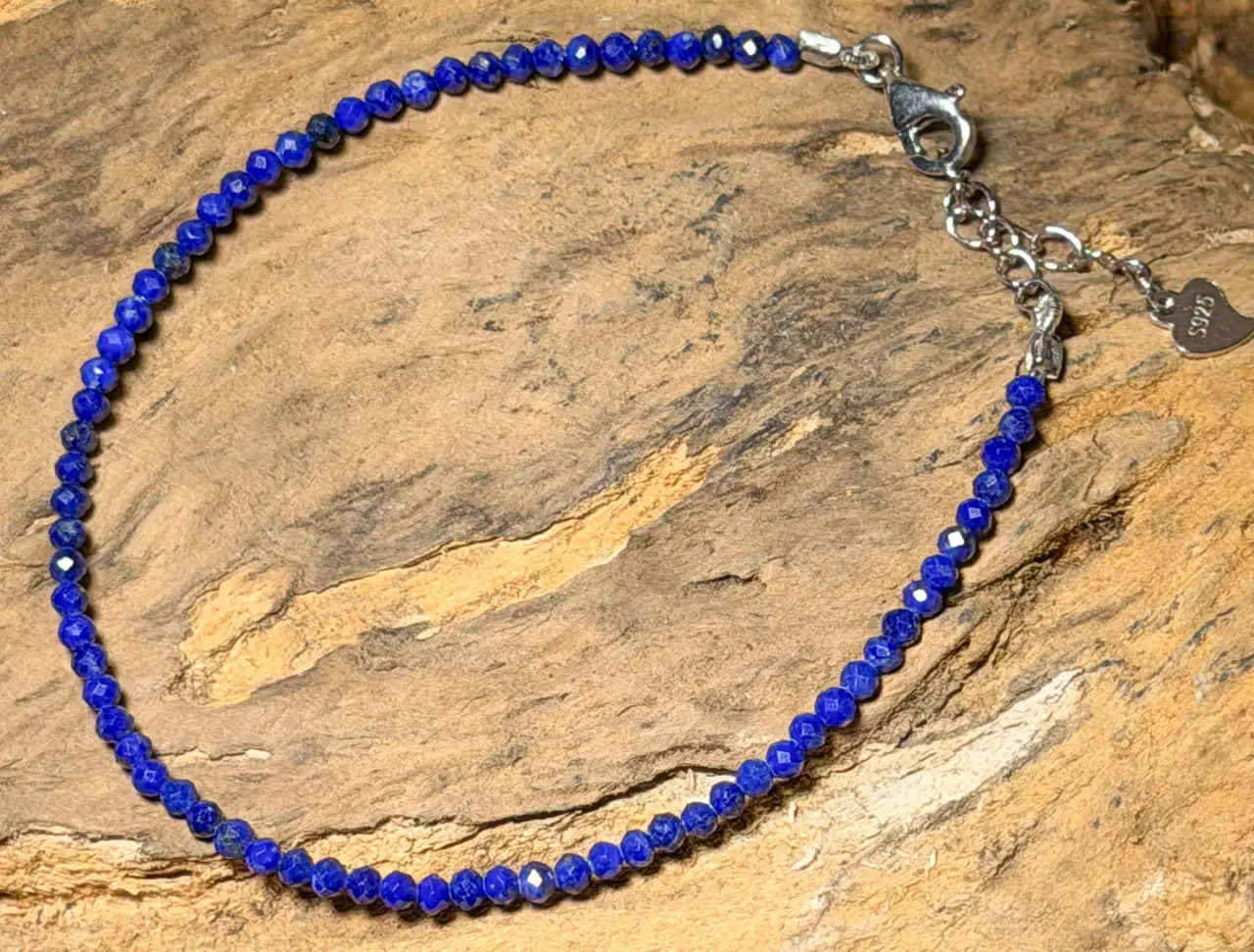 Lapislazuli facettiert Edelstein Armband - 925er Silber - #7372